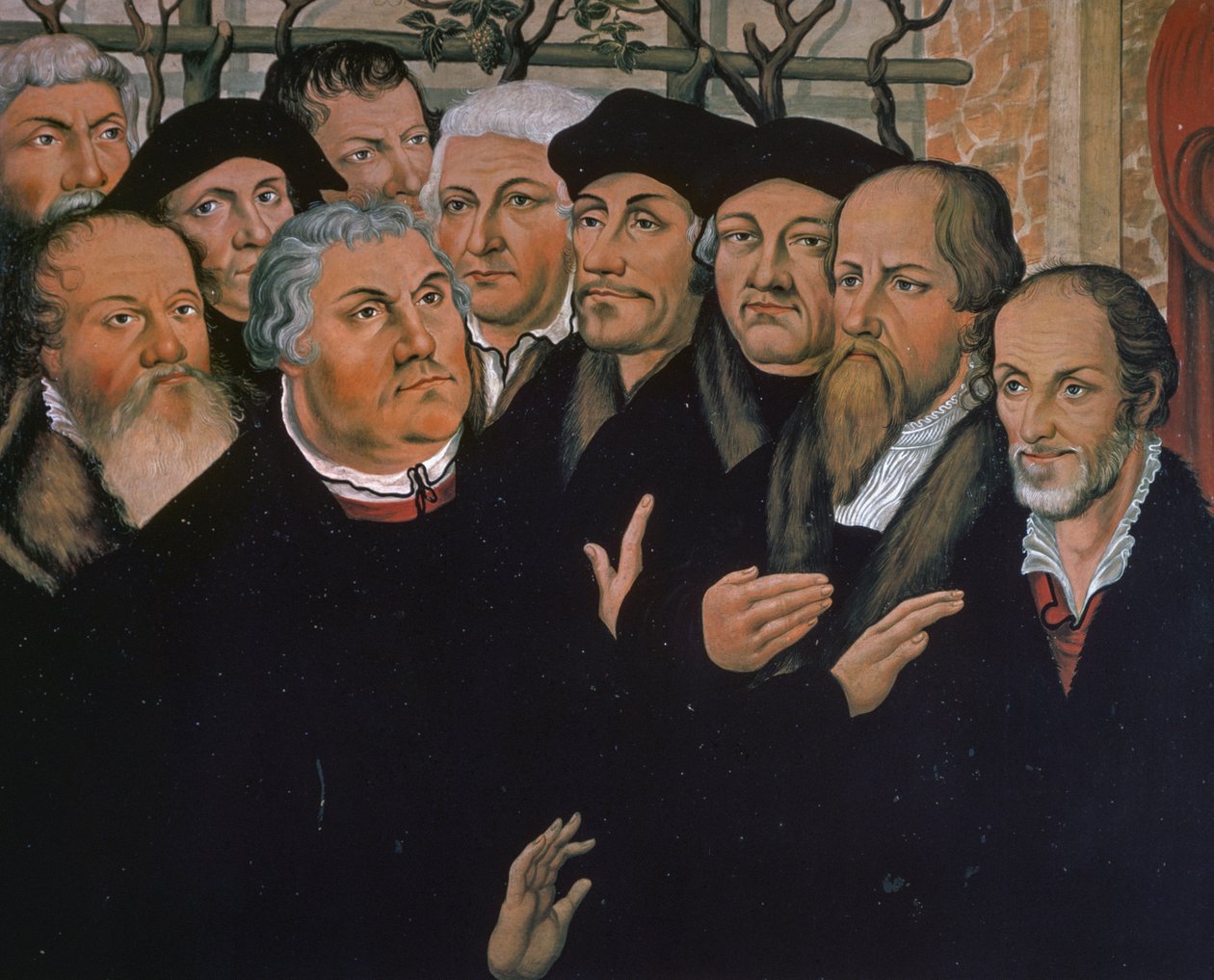 Martin Luther, Protestan Reformu temsilcileriyle birlikte, sağda Melanchthon, Rotterdam Erasmus merkezinde, Lazarus