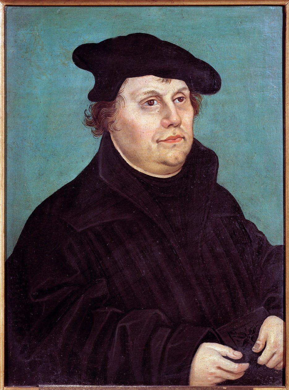 Martin Luther (1483-1546) Alman dini reformcu portresi. Lucas Cranach Eski (ya da Eski) tarafından boyama by Lucas the Elder Cranach