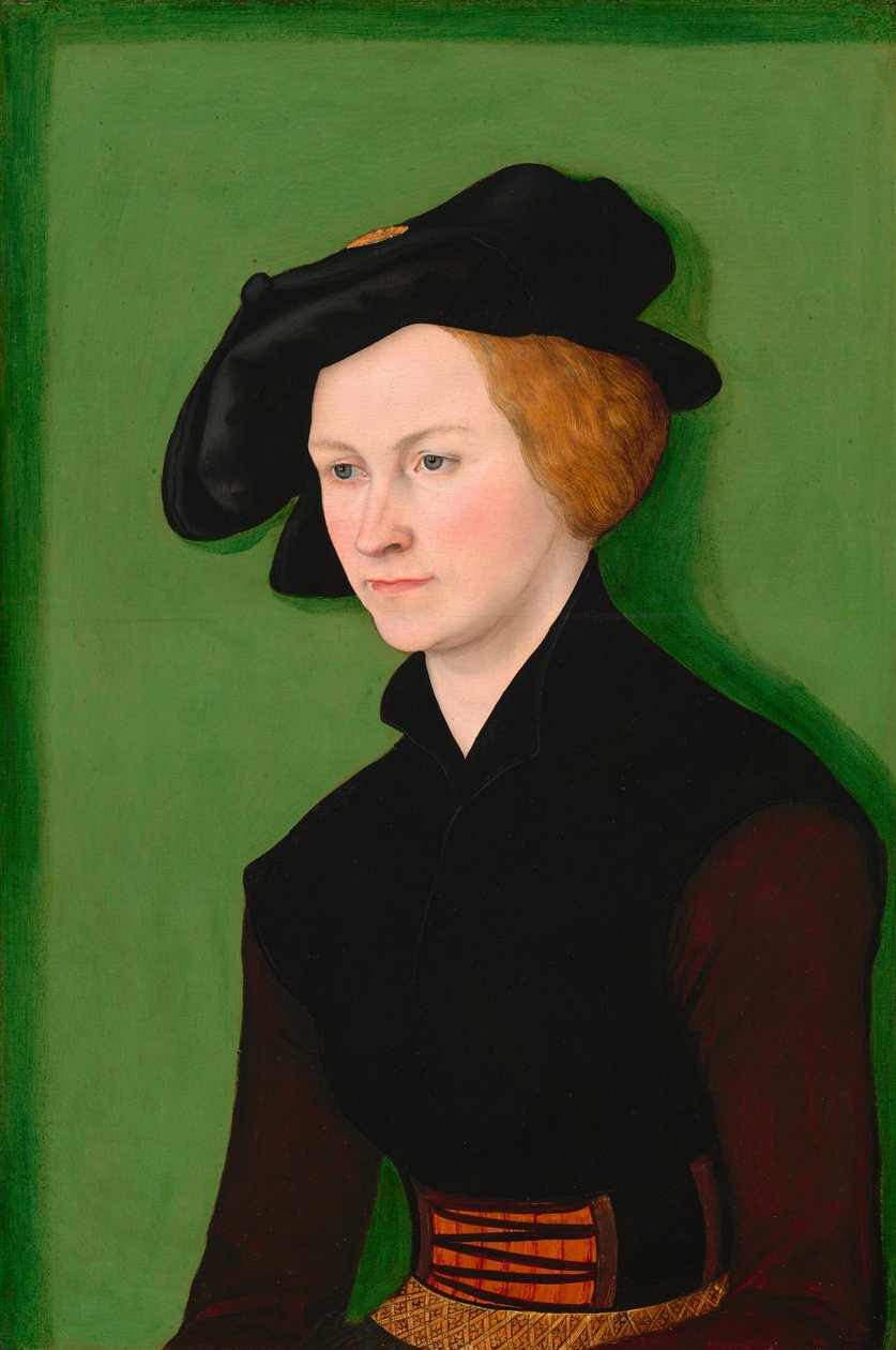 Siyah kadife giymiş genç kadın portresi by Lucas the Elder Cranach