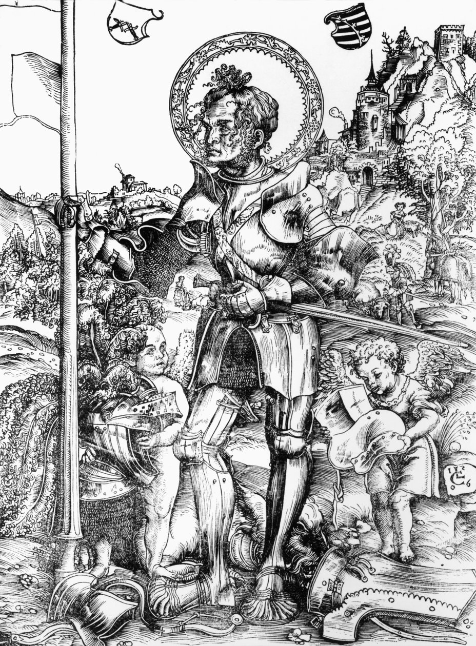 George (tahta baskı) (s/b fotoğraf) by Lucas the Elder Cranach
