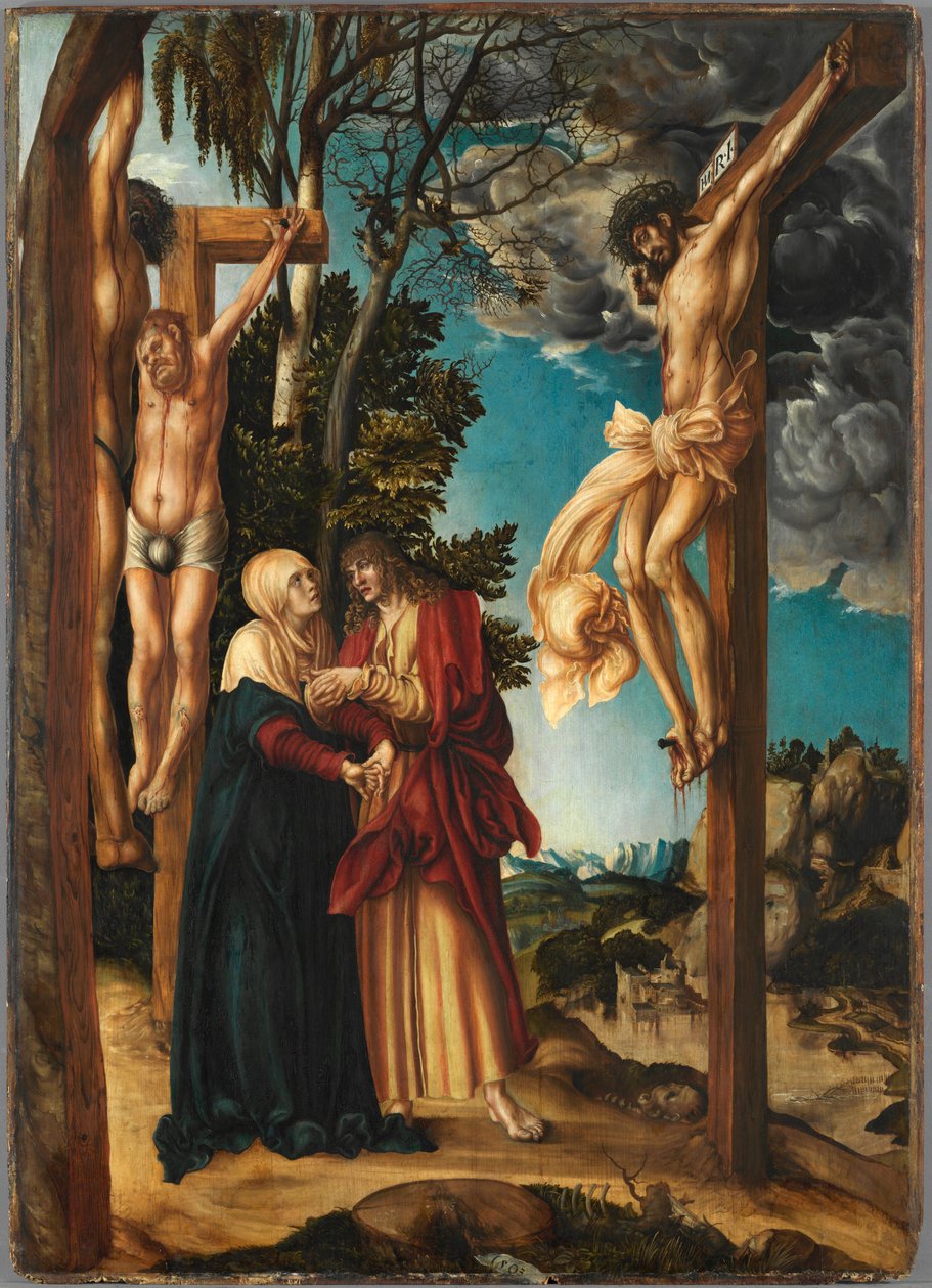 The Crucifixion, Cranach, Lucas, the Elder (1472-1553). ahşap üzerine yağ by Lucas the Elder Cranach