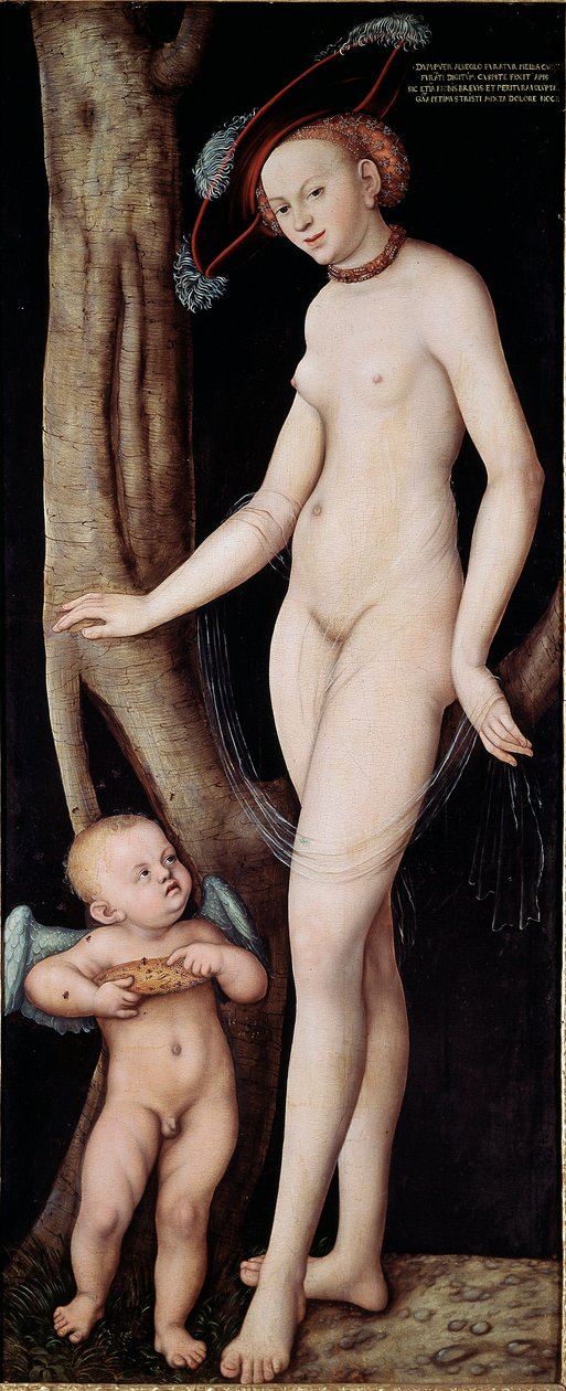 Venüs ve Aşk Tanrısı (Afrodit ve Eros) Tablosu Yaşlı Lucas Cranach (1472 - 1553) by Lucas the Elder Cranach
