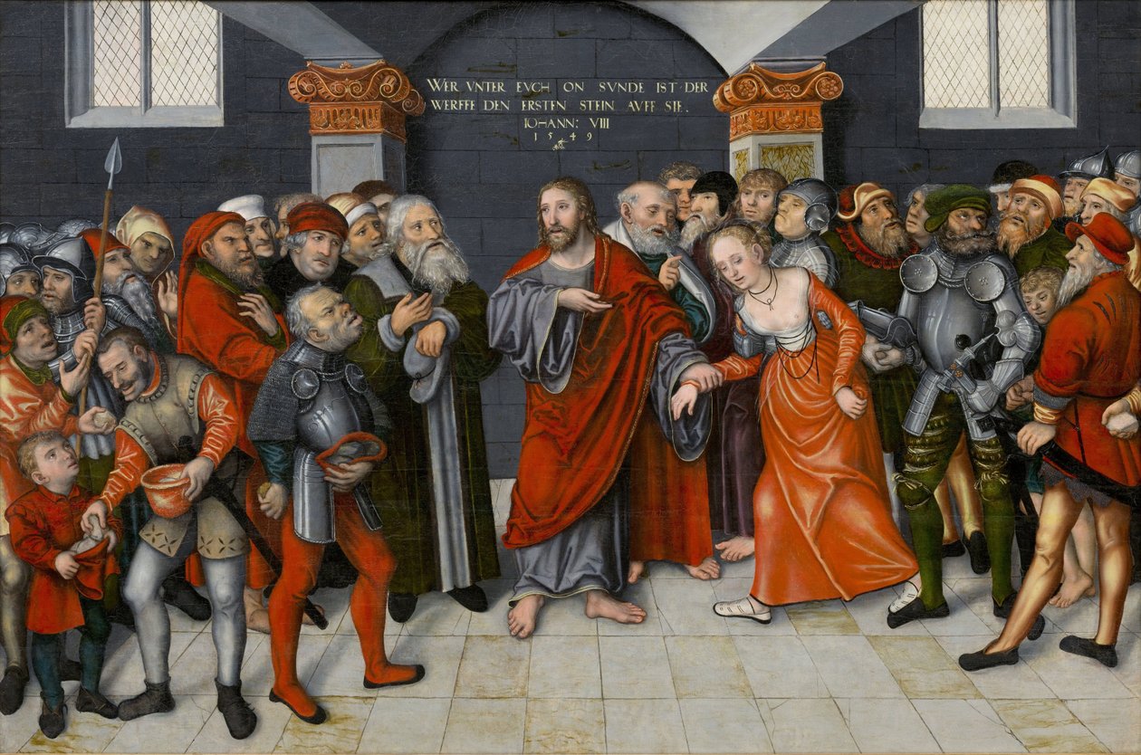 Mesih ve Zina Edilen Kadın by Lucas the Younger Cranach