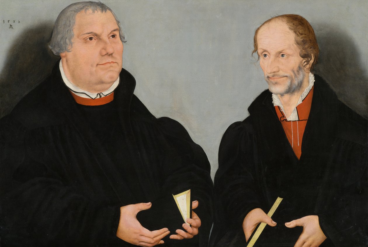 Martin Luther (1483-1546) ve Philipp Melanchthon (1497-1560) by Lucas the Younger Cranach