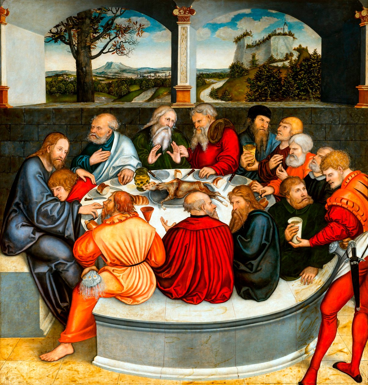 Son Akşam Yemeği (Luther ile Havariler arasında). Cranach, Lucas, the Younger (1515-1586) için reform sunağı by Lucas the Younger Cranach