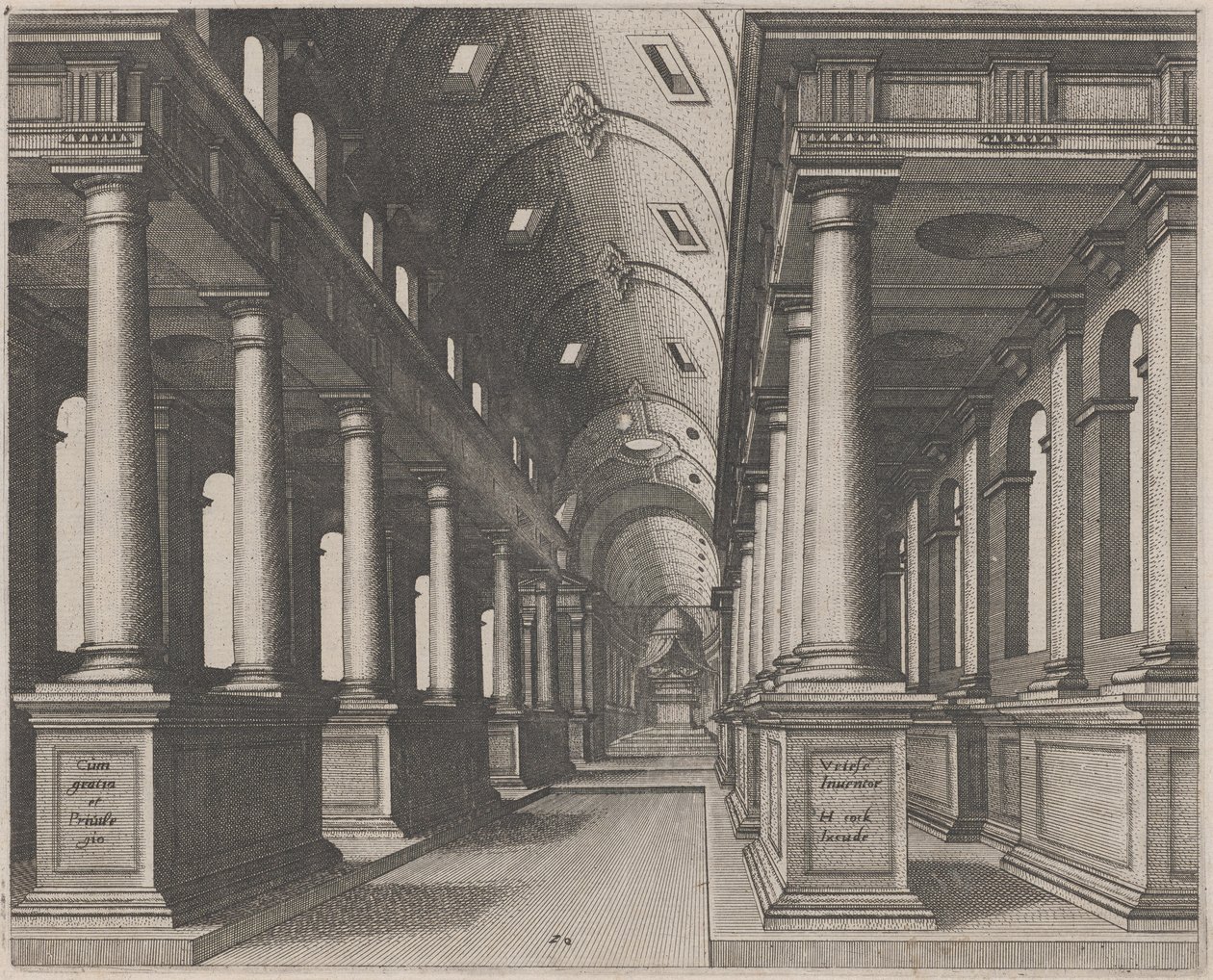 Fıçı Tonozlu Kilisenin İç Görünümü by Lucas van Doetechum and Johannes