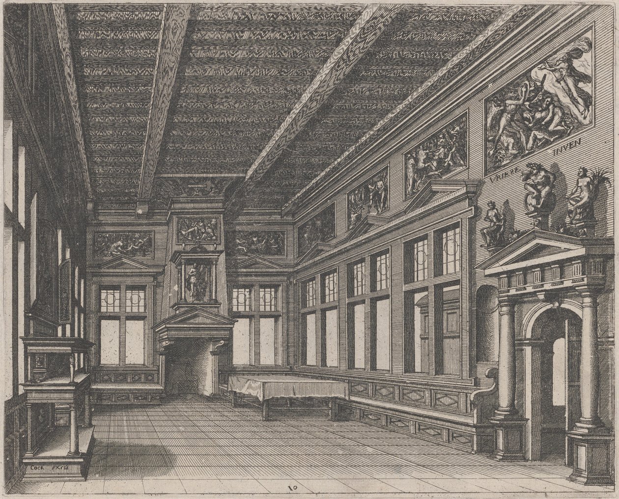 Büfe, Baca ve Dini Tablolu İç Mekan by Lucas van Doetechum and Johannes