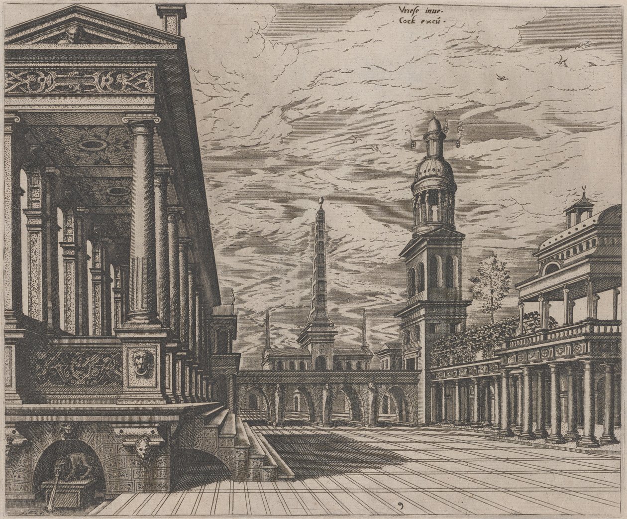 Solda Sütunlu Şehir Meydanı by Lucas van Doetechum and Johannes