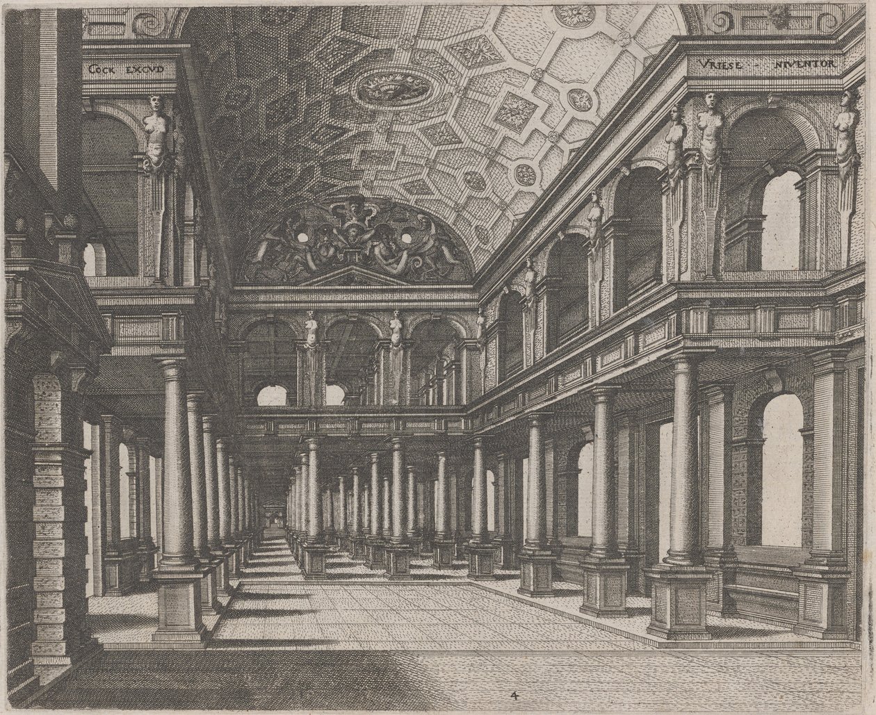 Toskana Sütunlu Bir Salona Bakış by Lucas van Doetechum and Johannes