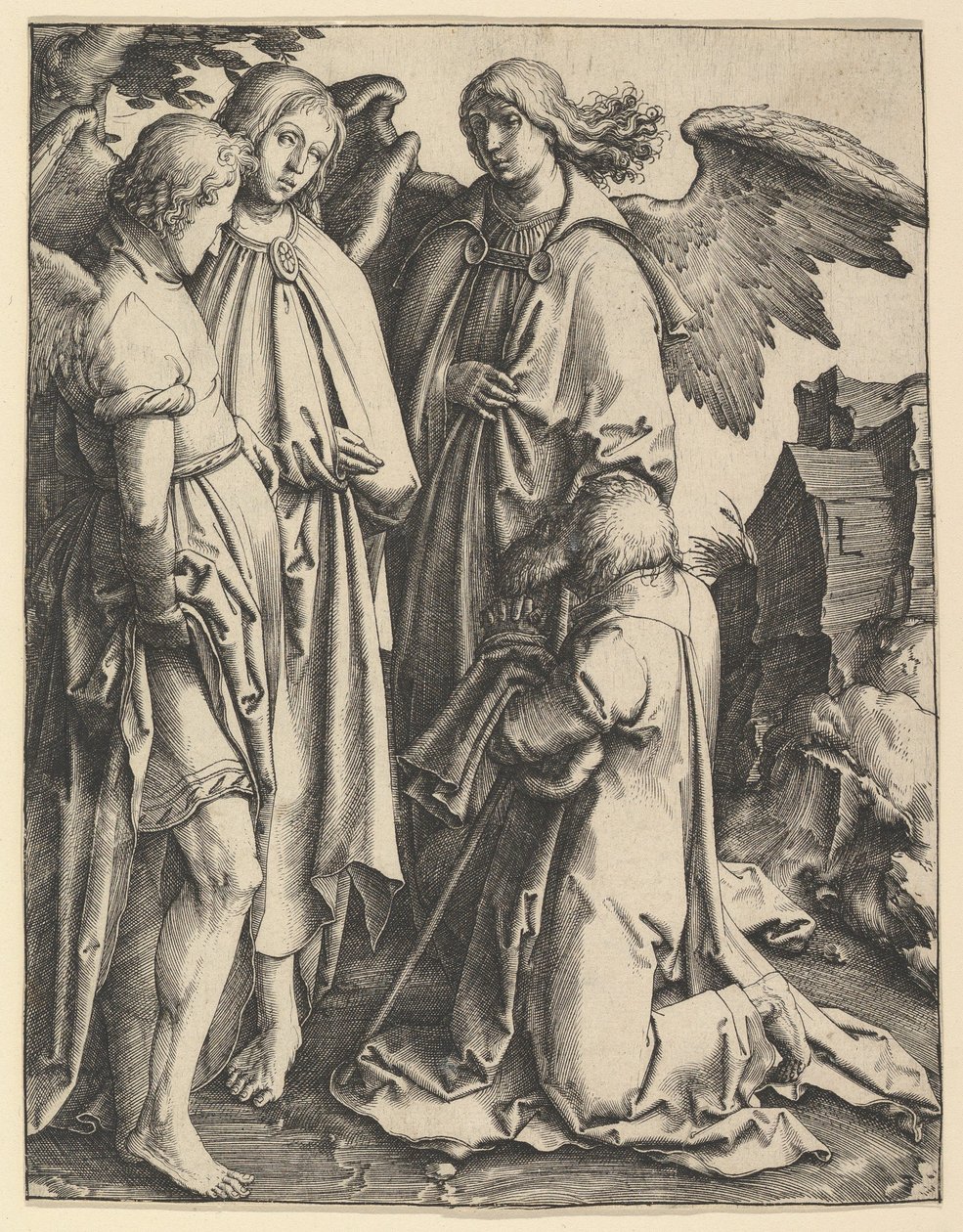 İbrahim ve Üç Melek, M.Ö. 1513. by Lucas van Leyden