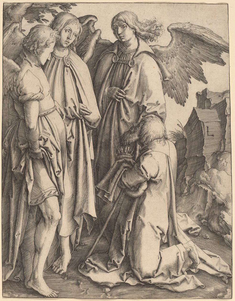 İbrahim ve Üç Melek by Lucas van Leyden