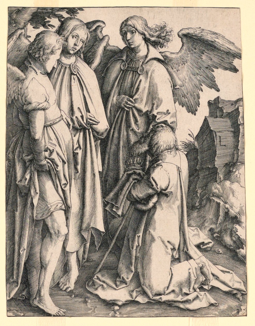 İbrahim ve Üç Melek by Lucas van Leyden