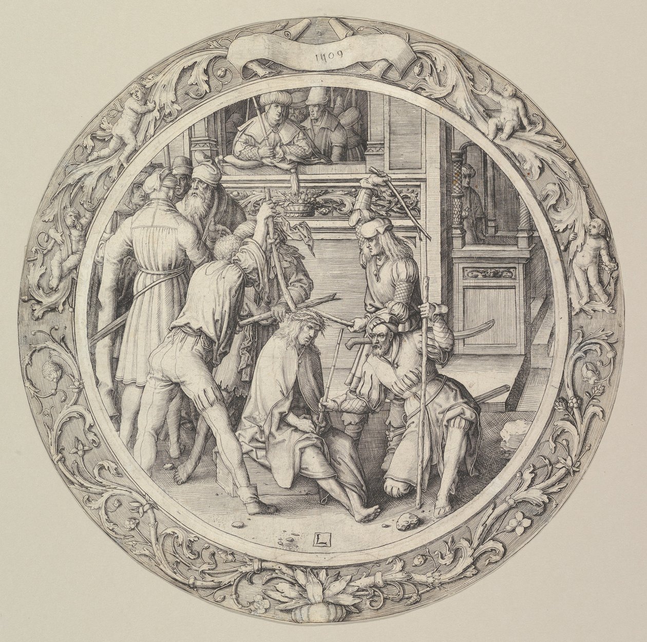 Döngüsel Tutkudan Dikenlerle Taçlandırılan İsa, 1509. by Lucas van Leyden