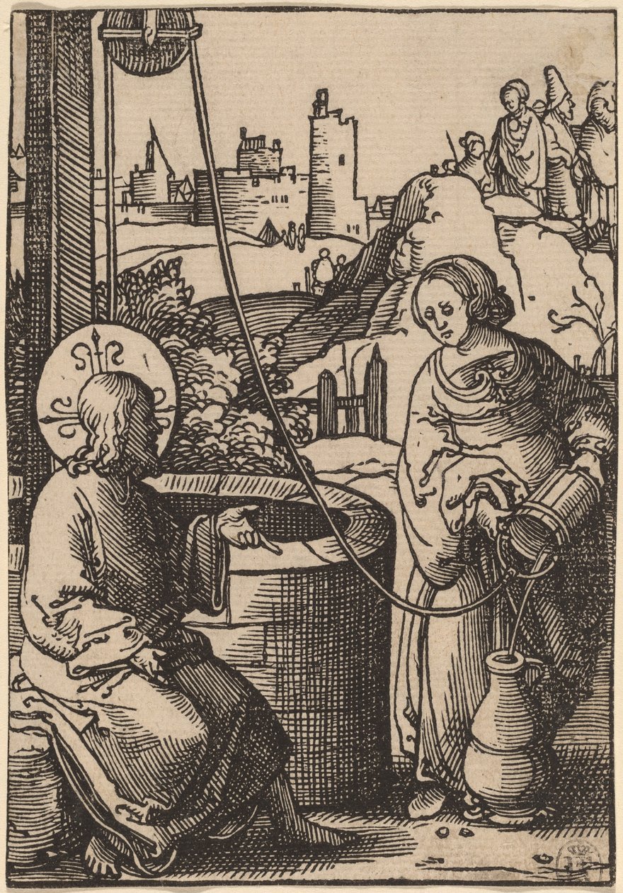 İsa ve Samiriyeli Kadın by Lucas van Leyden