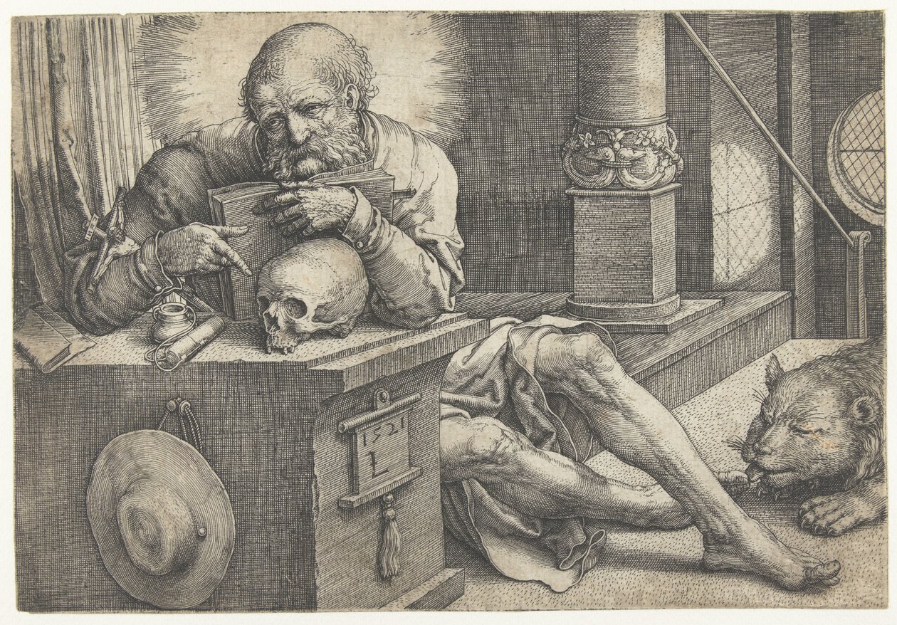 Aziz Jerome çalışma odasında by Lucas van Leyden