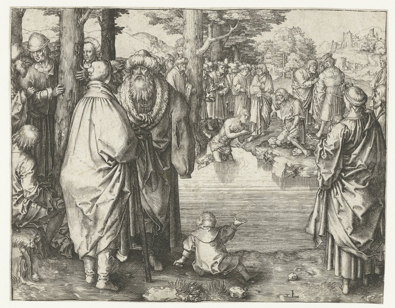 Ürdün'de Mesih'in Vaftizi by Lucas van Leyden