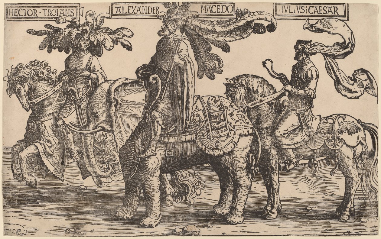 Truvalı Hector, Makedonyalı İskender, Julius Caesar by Lucas van Leyden