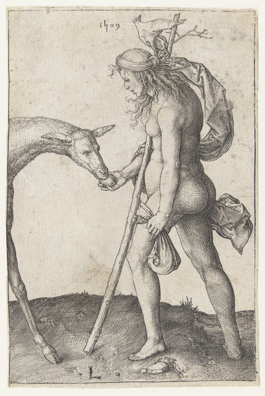 Doe ile genç kadın by Lucas van Leyden