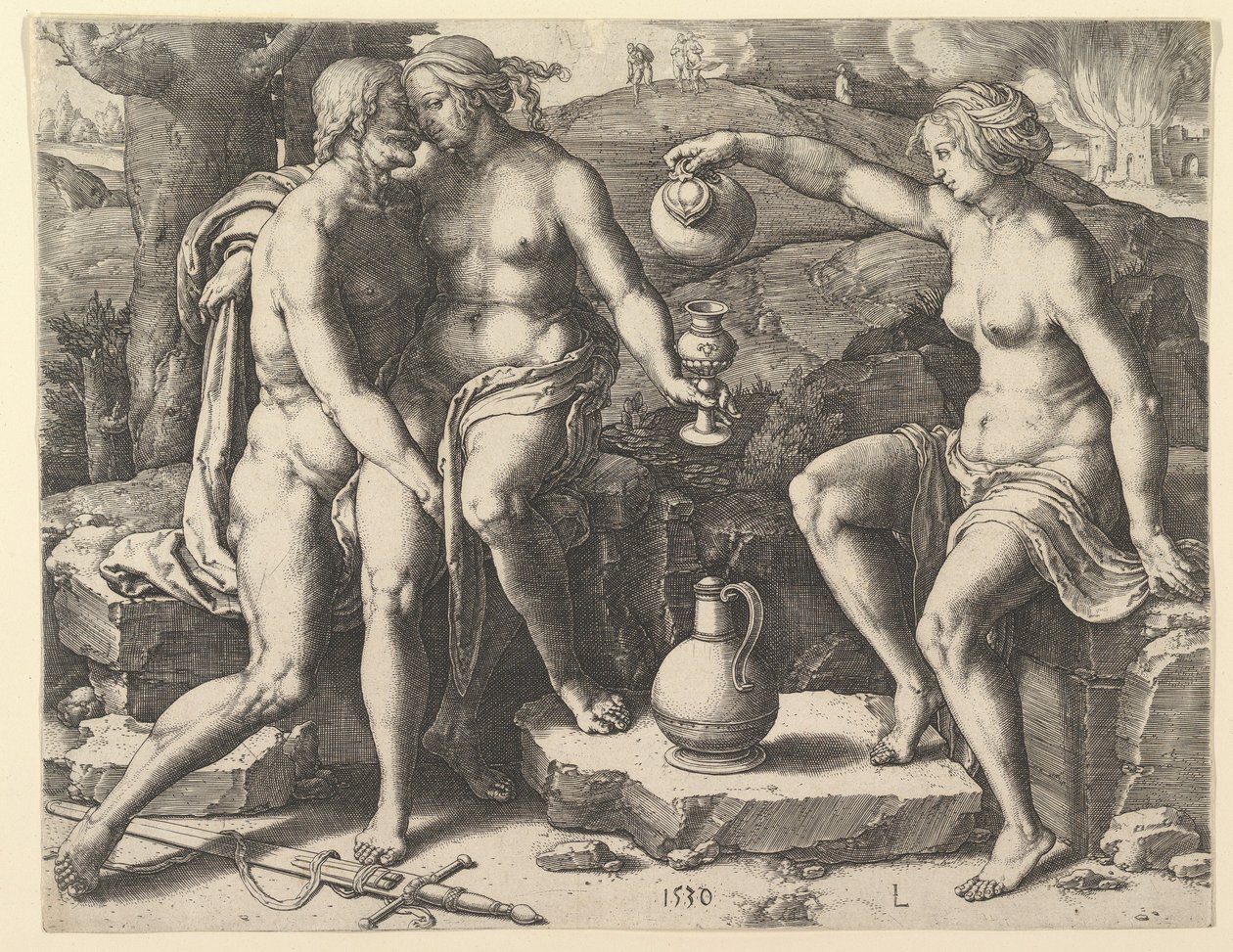Lût ve Kızları, 1530. by Lucas van Leyden