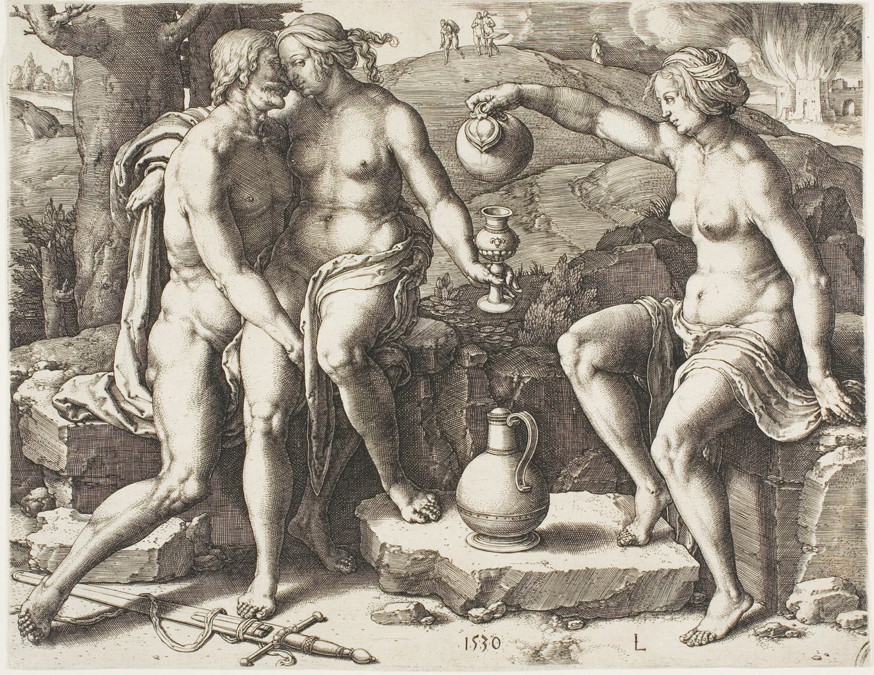 Lût ve Kızları by Lucas van Leyden