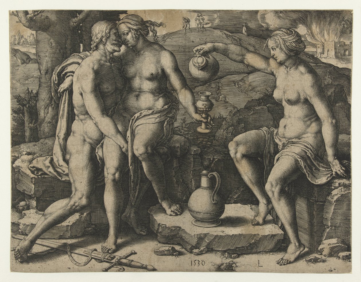 Lût ve kızları by Lucas van Leyden