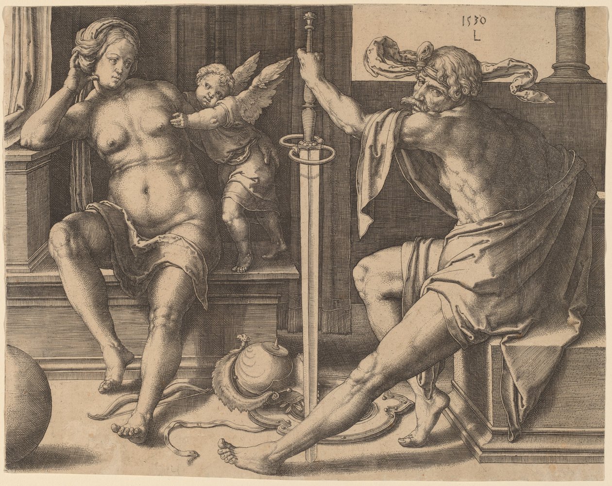 Mars, Venüs ve Aşk Tanrısı by Lucas van Leyden
