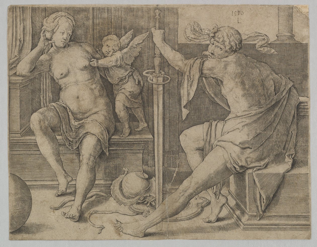 Mars, Venüs ve Aşk Tanrısı, 1530. by Lucas van Leyden