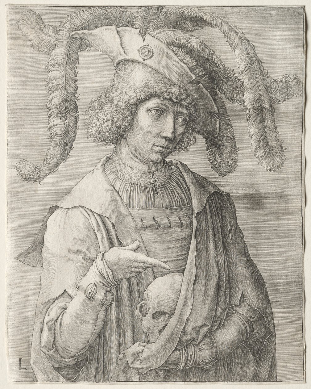 Kafatası Olan Genç Bir Adamın Portresi by Lucas van Leyden