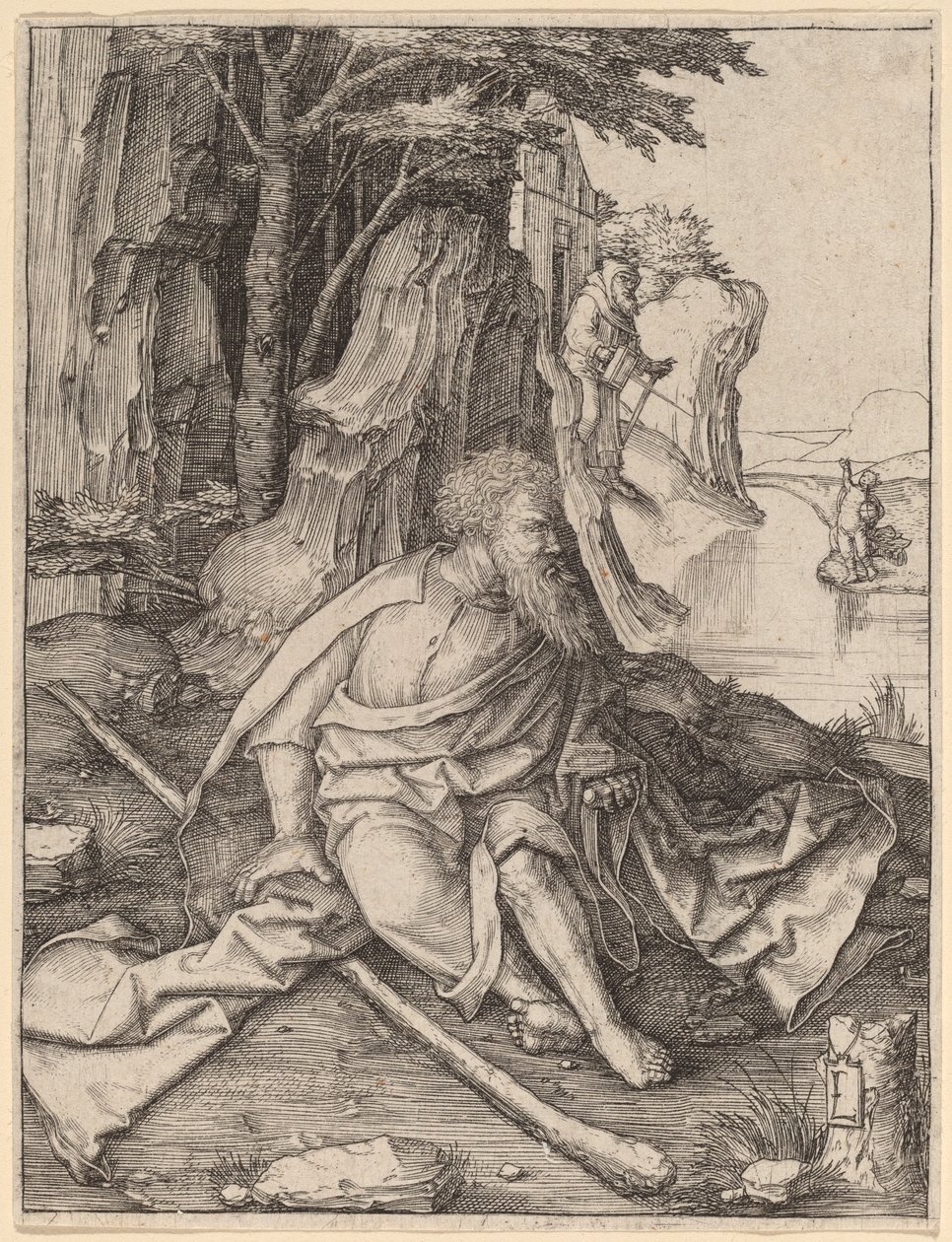 Bir Nehrin Sınırında Aziz Christopher by Lucas van Leyden