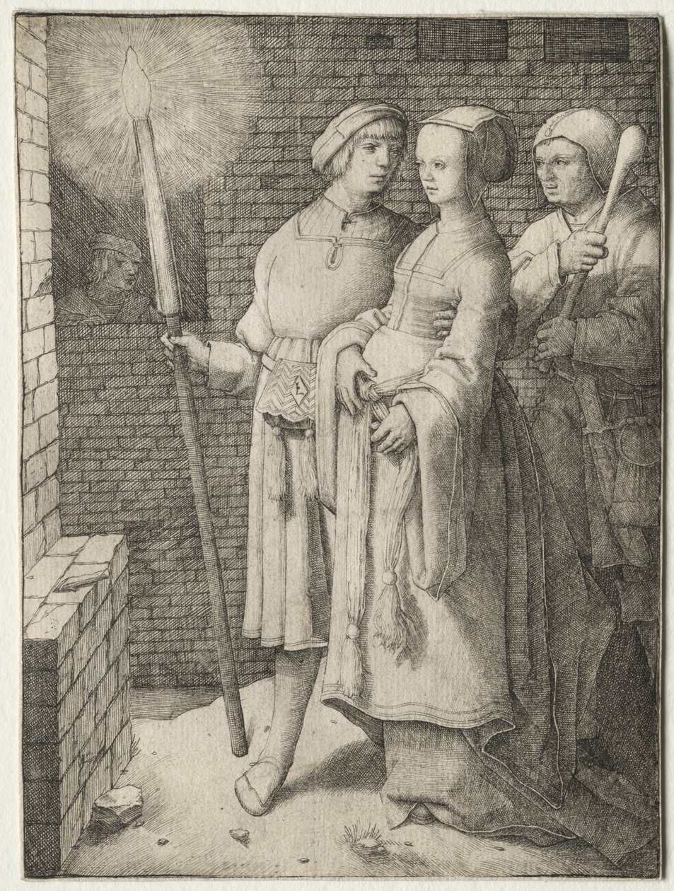 Meşaleli Adam ve Bir Aptalın Takip Ettiği Kadın by Lucas van Leyden