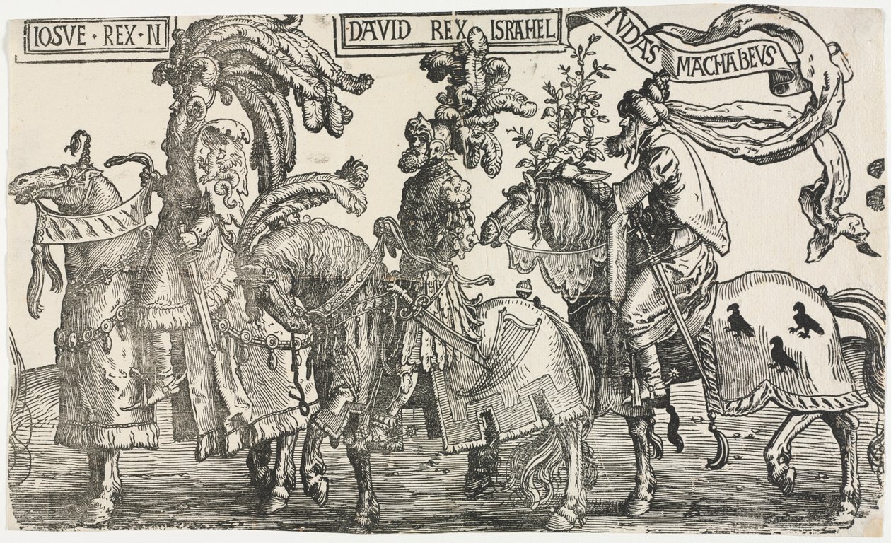 Dokuz Kahraman: Joshua, David, Judas Maccabees, 1515-1517. by Lucas van Leyden