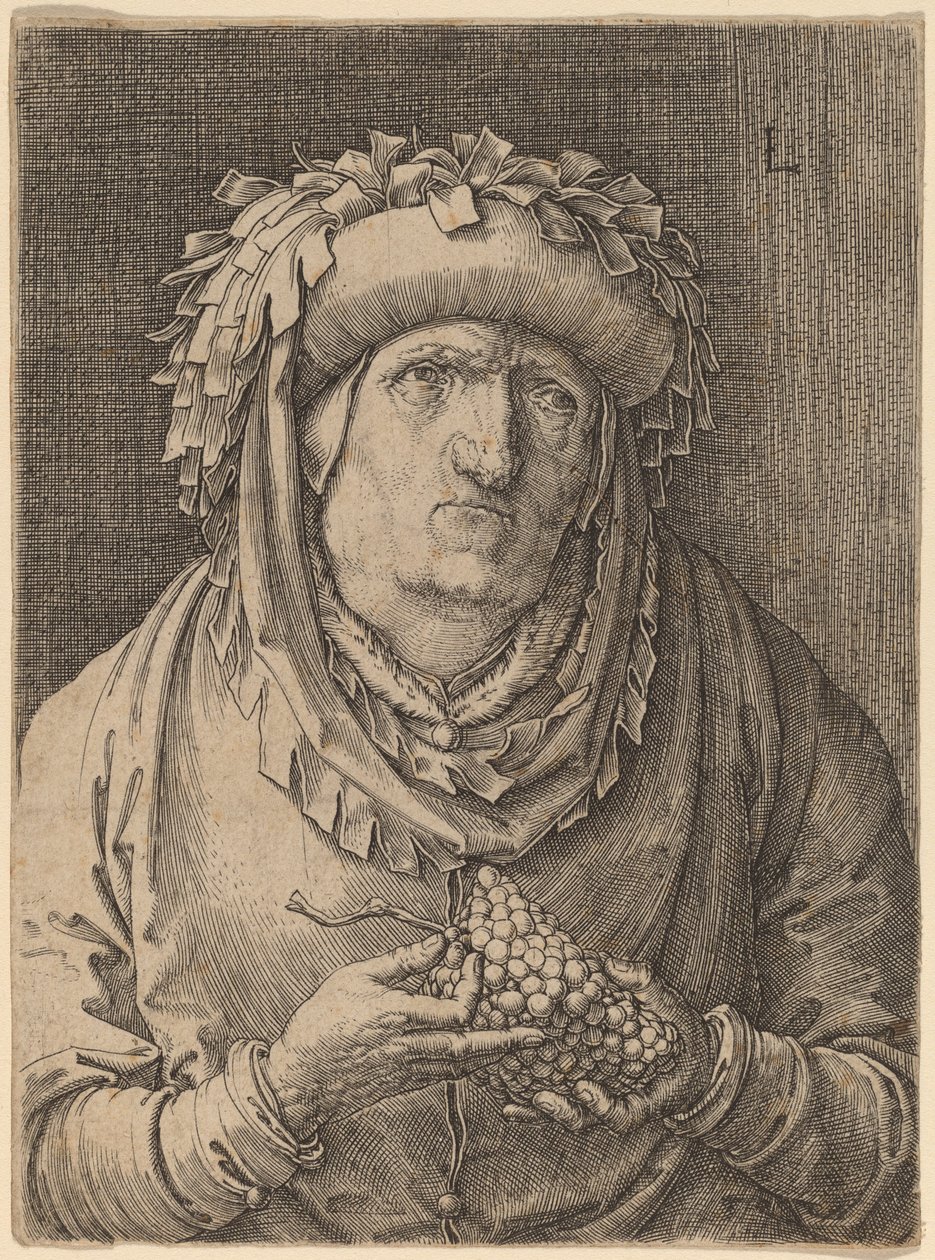 Üzümlü Yaşlı Kadın by Lucas van Leyden