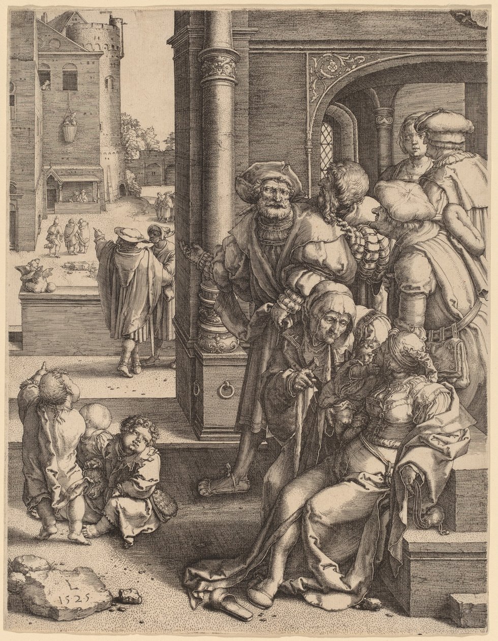 Şair Virgil Bir Sepette Askıya Alındı by Lucas van Leyden