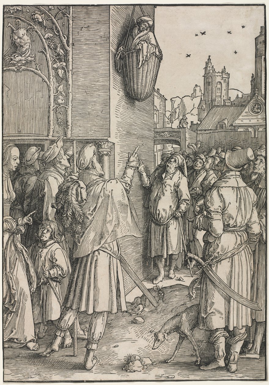 Kadınların Gücü: Sepette Asılmış Şair Virgil, c. 1512. by Lucas van Leyden