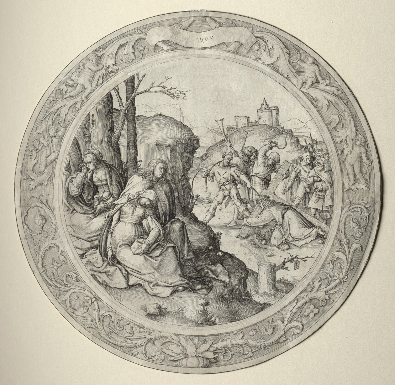 Yuvarlak Tutku: Haç Taşıyan İsa, 1509. by Lucas van Leyden