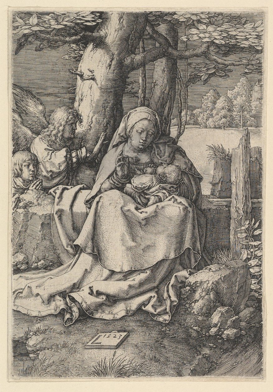 İki Melekli Bakire ve Çocuk, 1523. by Lucas van Leyden