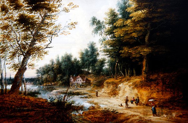 Ormanlık Bir Manzara (bakır üzerine yağ) by Lucas van Uden