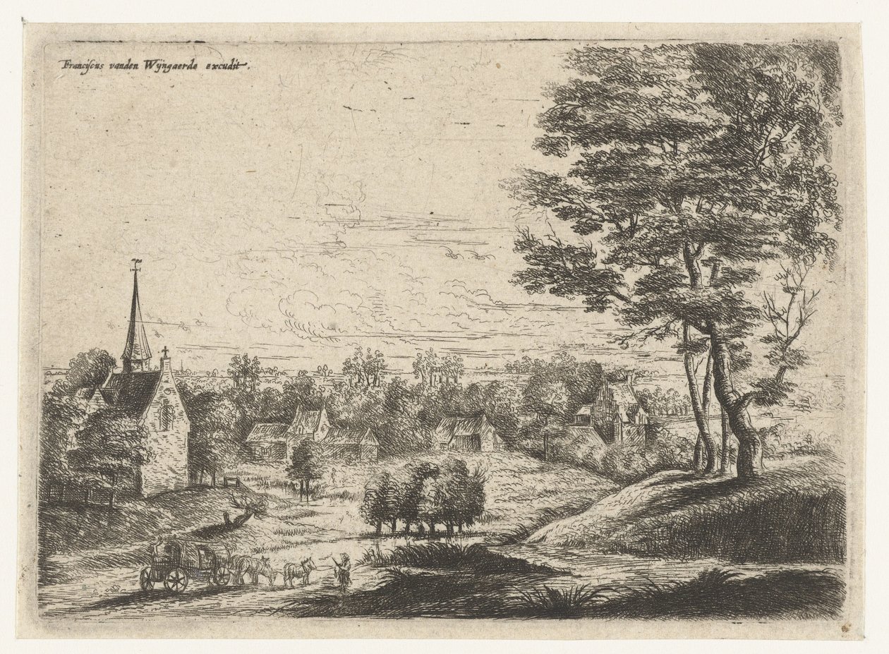 Kapalı vagonlu bir köy manzarası Beş manzara (dizi başlığı) by Lucas van Uden
