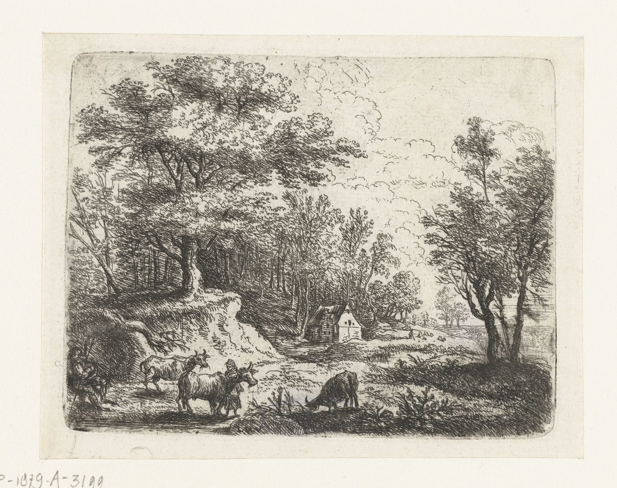 Üç inek ve bir kadınla manzara Küçük manzaralar (dizi başlığı) by Lucas van Uden