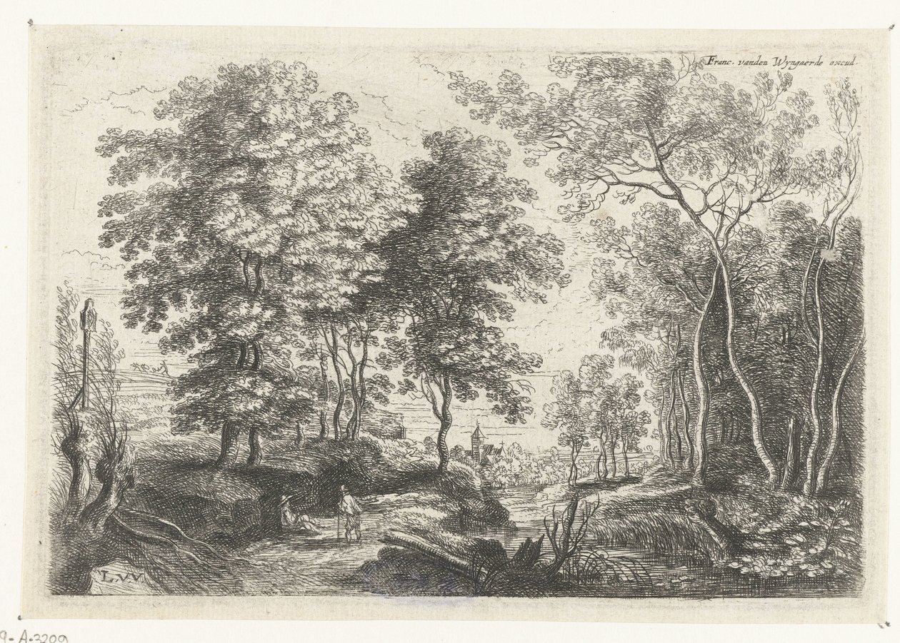 Bir ormanın içinden bir dere ile manzara Altı manzara (dizi başlığı) by Lucas van Uden