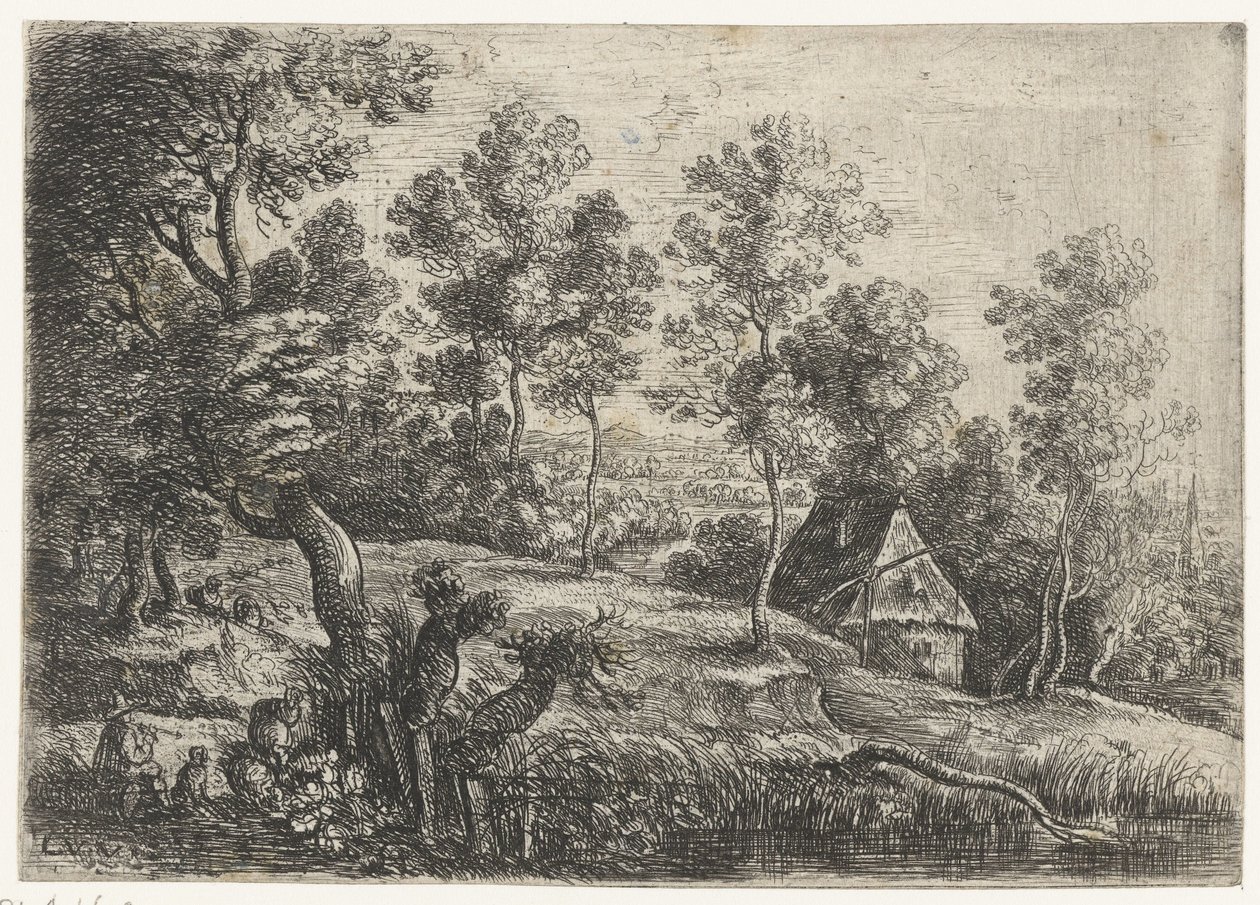 Bir ev ve bir kuyu ile manzara Beş manzara (dizi başlığı) by Lucas van Uden