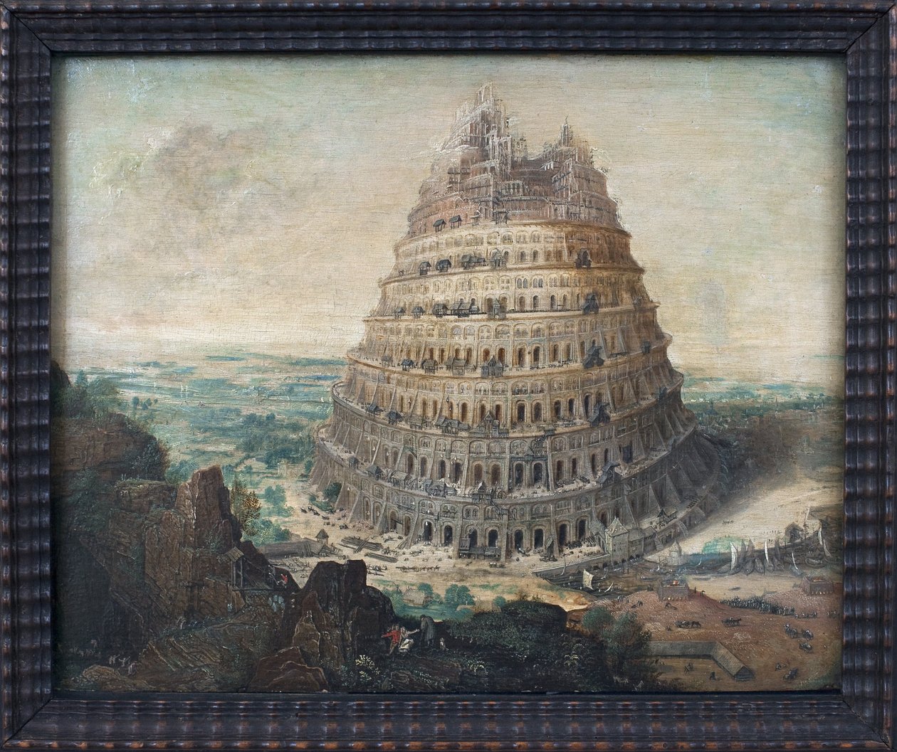 Babil Kulesi. Lucas Van Valkenborch (1535-1597 dolaylarında), ahşap üzerine yağlı boya, Flaman sanatı by Lucas van Valckenborch