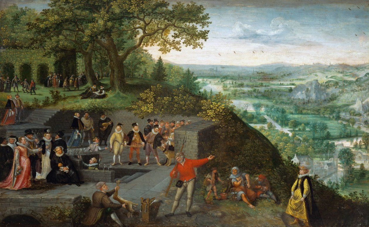 Erken Hollanda Sanatı: Bir içme kürü sırasında İmparator II. Rudolf (1552-1612) - Valckenborch, Lucas, van (1530-1597), yaklaşık 1594 tarafından bir içme kürü sırasında İmparator II. Rudolf. Ahşap üzerine yağ, 25.4x40, 4. Sanat Tarihi Müzesi, Viyana by Lucas van Valckenborch