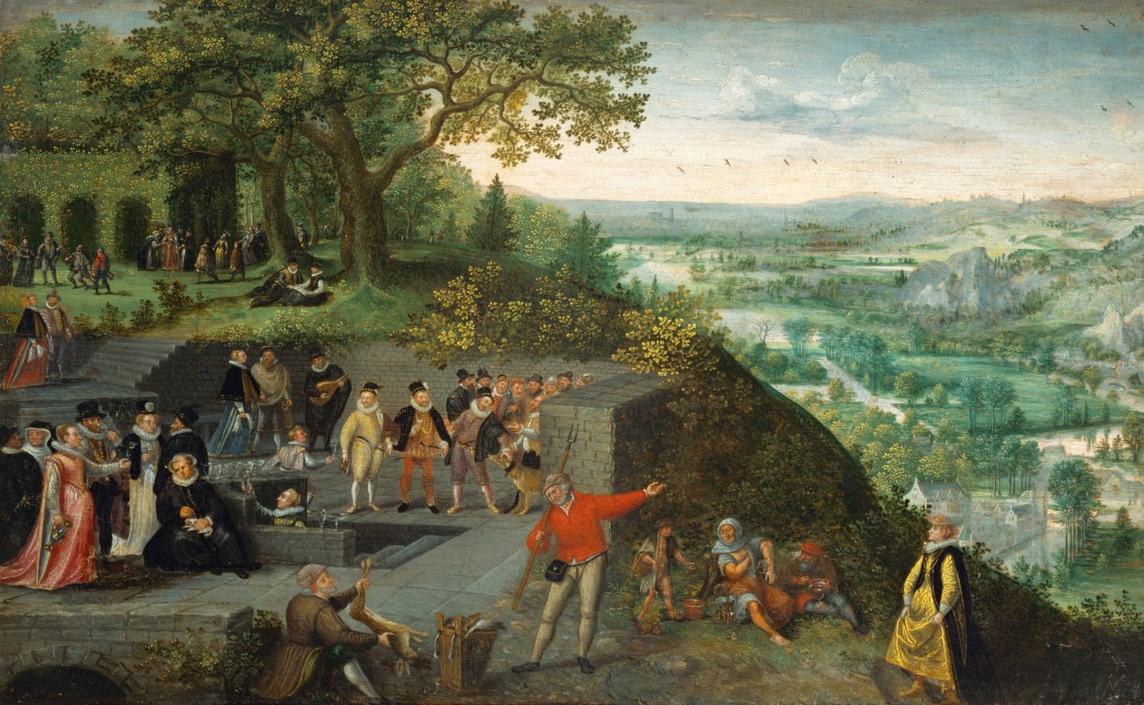 İmparator Rudolf II bir içki kürü sırasında (meşe ağacı üzerine yağlıboya) by Lucas van Valckenborch