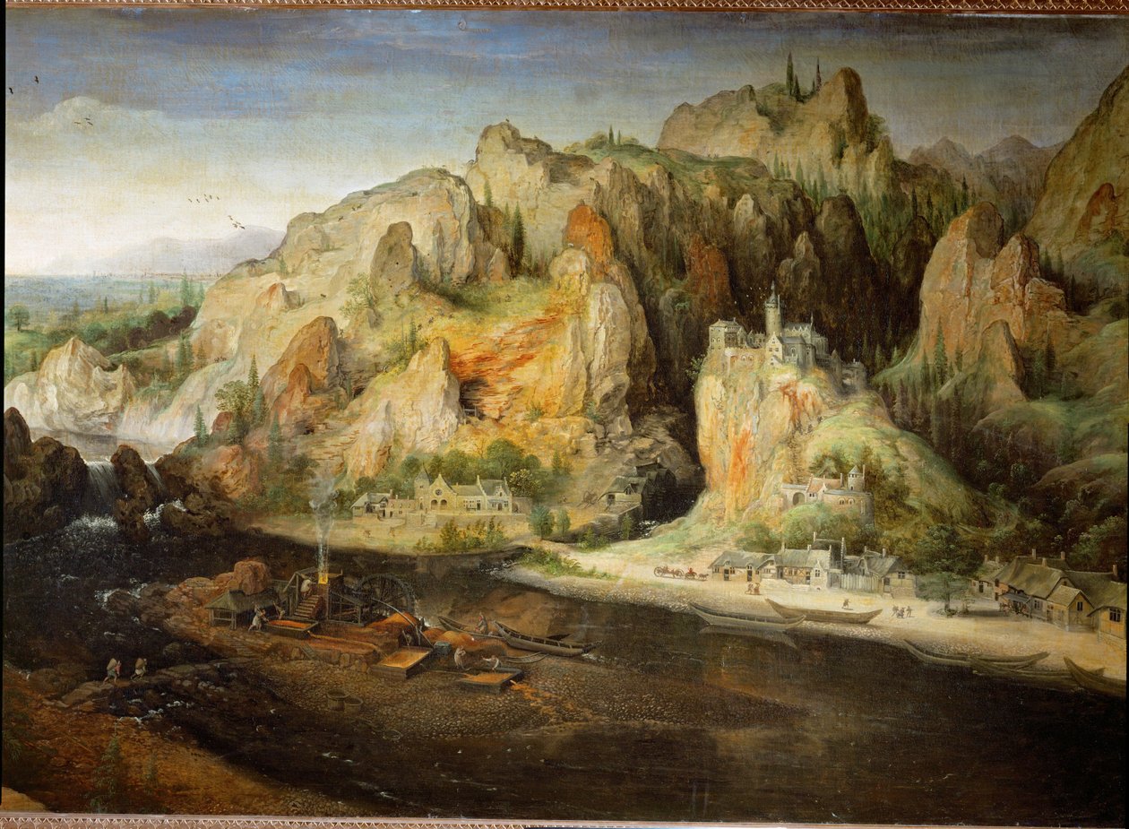 Patlama fırını ile dağ manzarası (tuval üzerine yağlıboya) by Lucas van Valckenborch