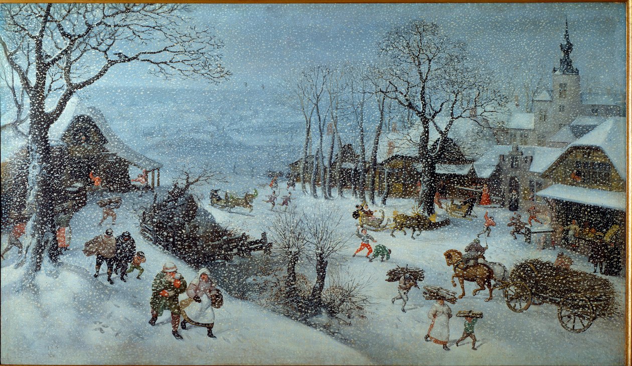 Kış. Kar altında bir köy (resim by Lucas van Valckenborch