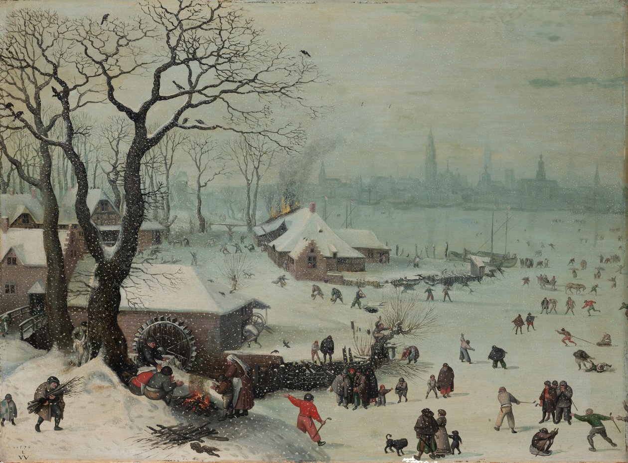 Antwerp yakınlarında kar yağışlı kış manzarası by Lucas van Valckenborch
