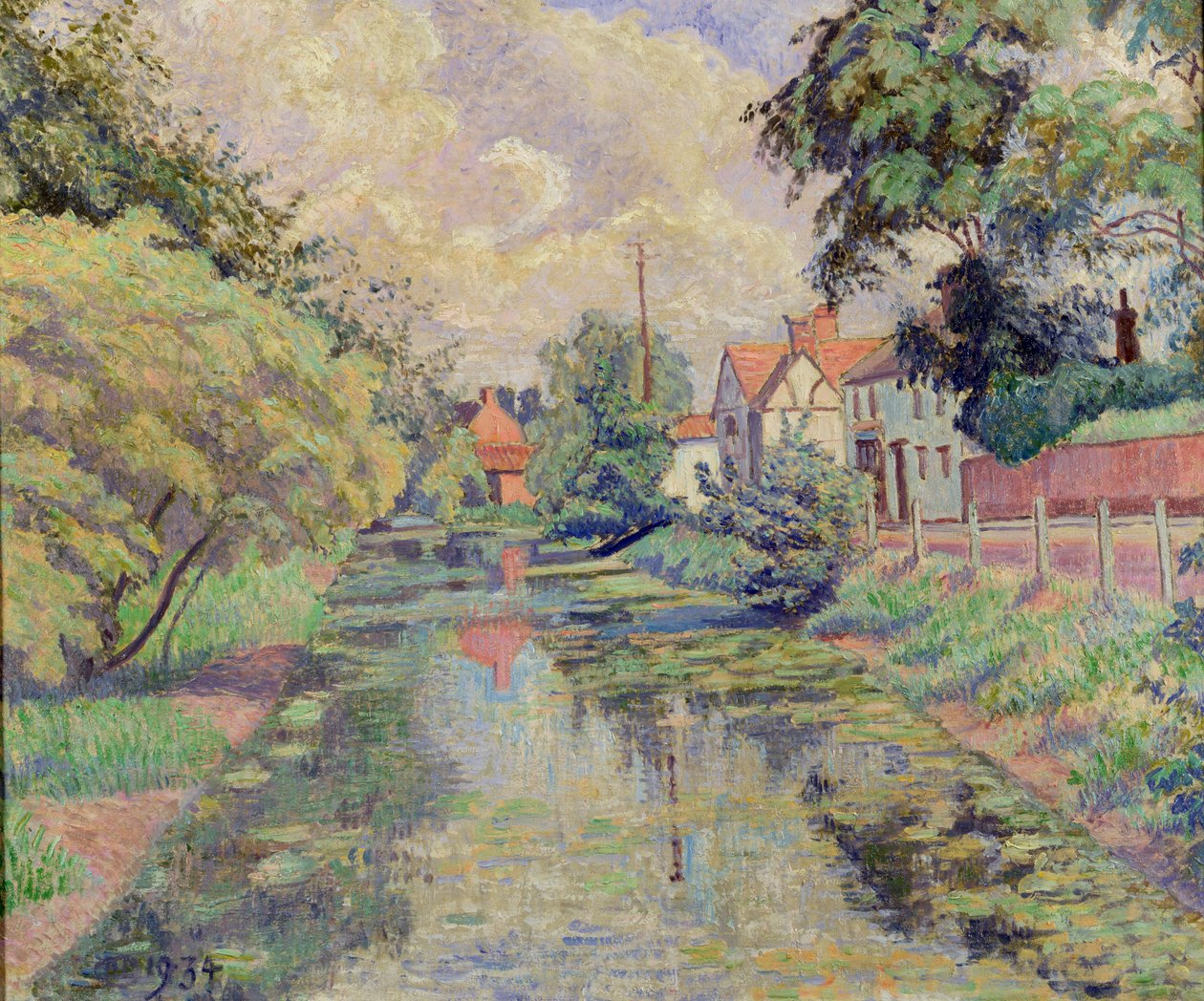 Millstream, Stratford St. Mary, 1934 by Lucien Pissarro