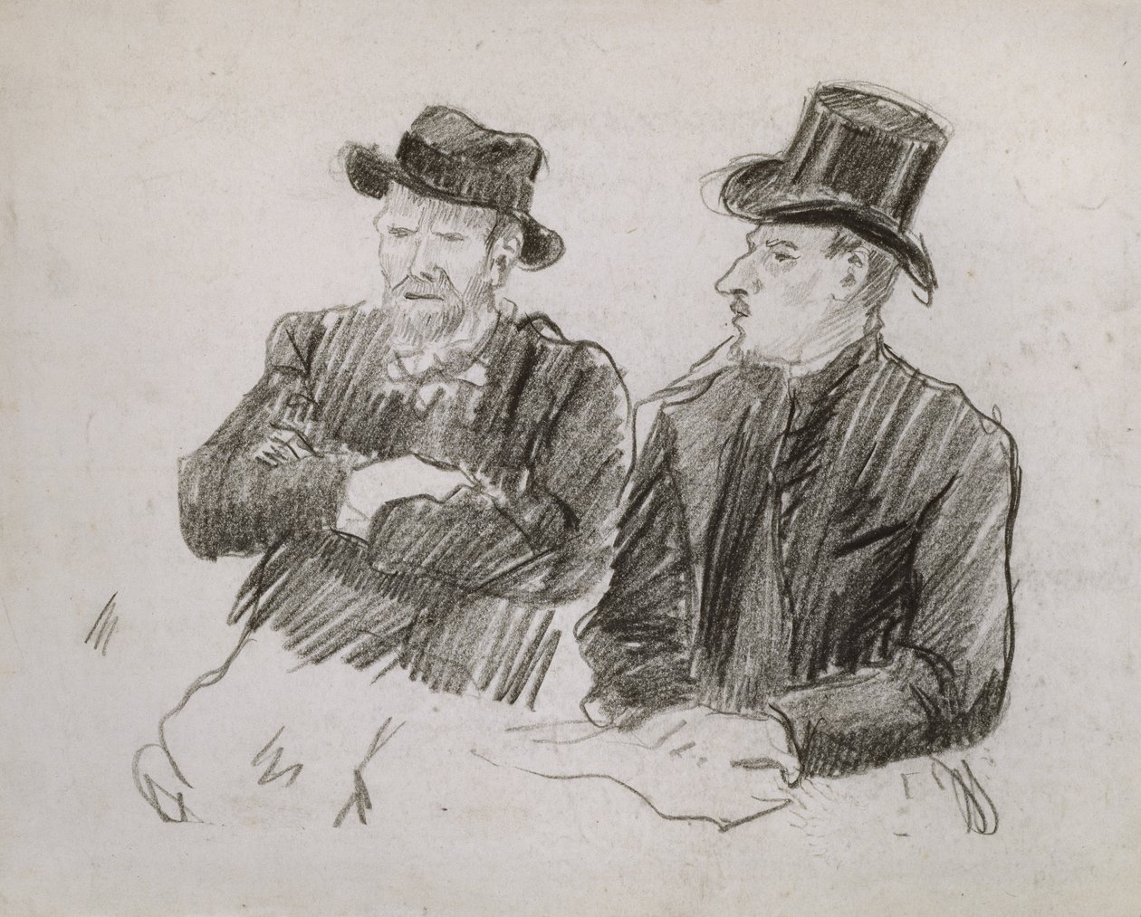 Van Gogh, Konuşmada, 1890 (kağıt üzerinde siyah tebeşir) by Lucien Pissarro