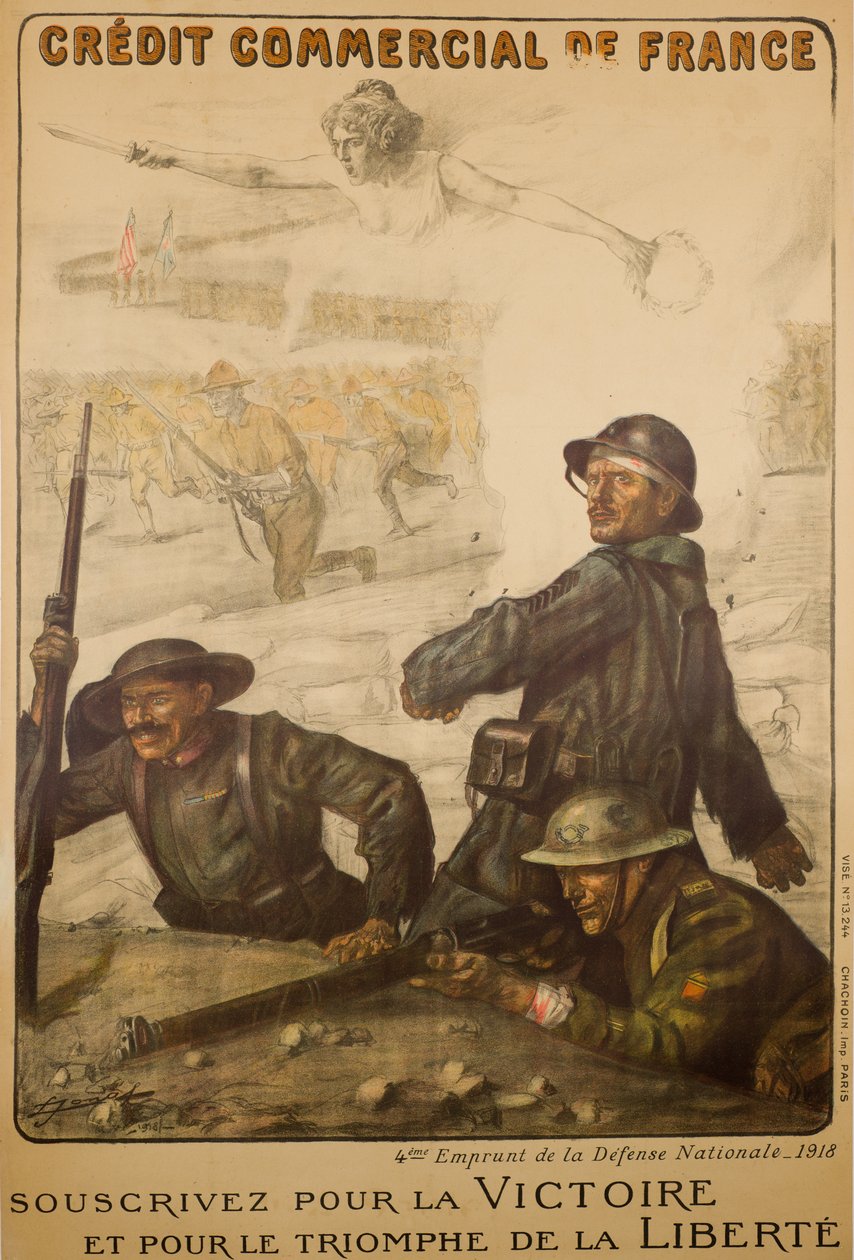 Credit Commercial De France Zafer İçin Abone Olun, c.1918 (renkli taş) by Lucien Hector Jonas